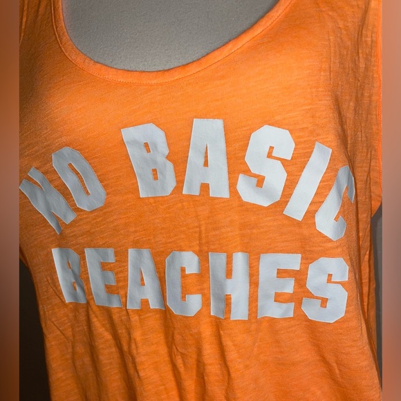 🎉HP🎉NWOT Victoria’s Secret Pink “No Basic Beaches” Orange Long Tank Size L🧡 - Picture 3 of 7